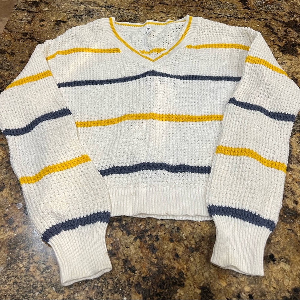 white stripped sweater